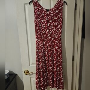 Floral Red Sleeveless Dress